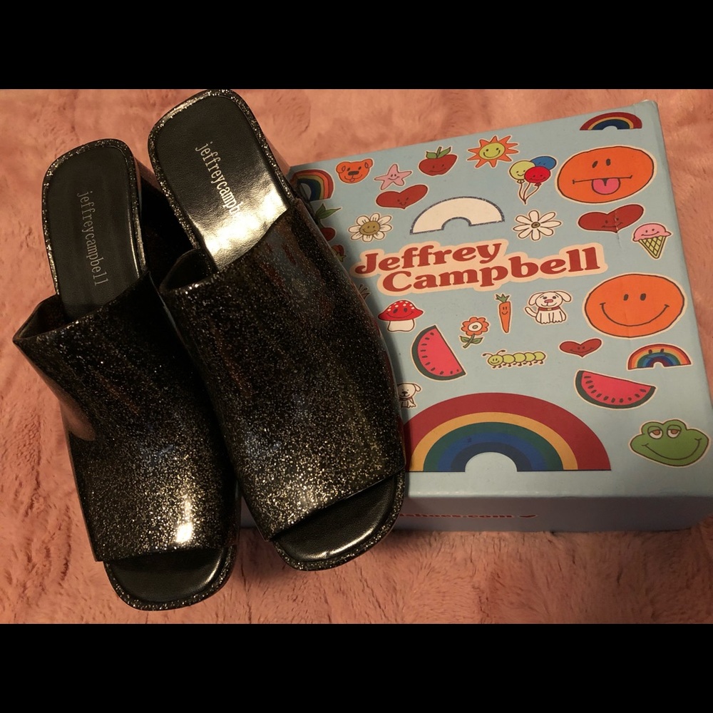 Jeffrey Campbell Jelli Black Glitter Sandals